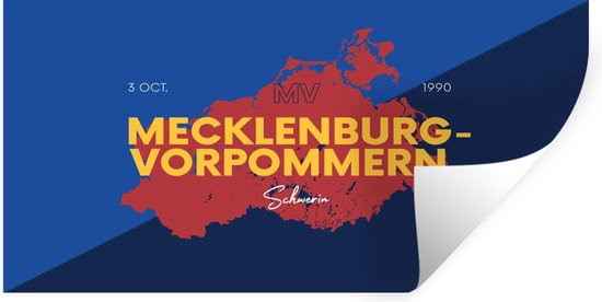 Muurstickers - Sticker Folie - Kaart - Mecklenburg-Voor-Pommeren - Duitsland - 80x40 cm - Plakfolie - Muurstickers Kinderkamer - Zelfklevend Behang - Zelfklevend behangpapier - Stickerfolie