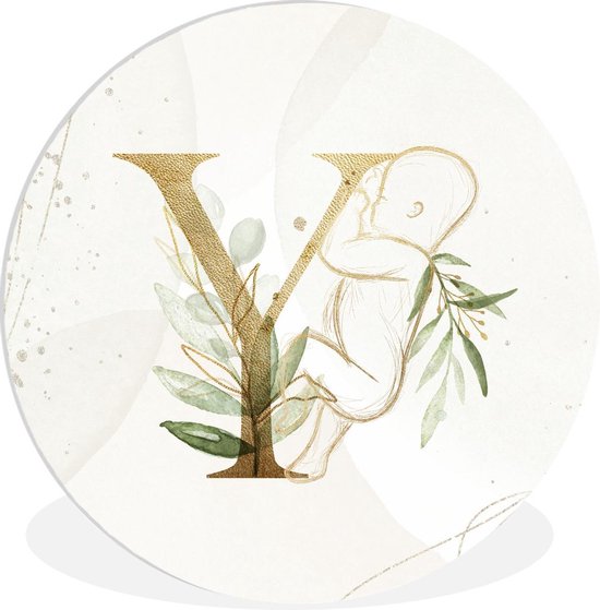 Cercle mural - Plastique - Lettres - Y - Enfants - Aquarelle - ⌀ 60 cm