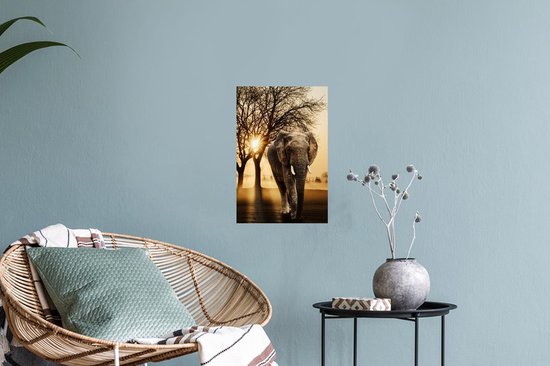 Stickers Stickers muraux - Éléphant - Arbre - Soleil - 20x30 cm - Feuille adhésive