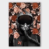 Poster Flower Pilot Pink - Papier - Meerdere Afmetingen & Prijzen | Wanddecoratie - Interieur - Art - Wonen - Schilderij - Kunst