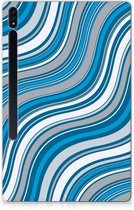 Tablet Hoes Samsung Galaxy Tab S7 Plus Siliconen Back Cover Golven Blauw met transparant zijkanten