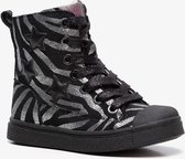 TwoDay meisjes veterboots met zebraprint - Zwart - Maat 30 - Echt leer