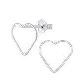 Joy|S - Zilveren hart oorbellen - 11 x 10 mm -