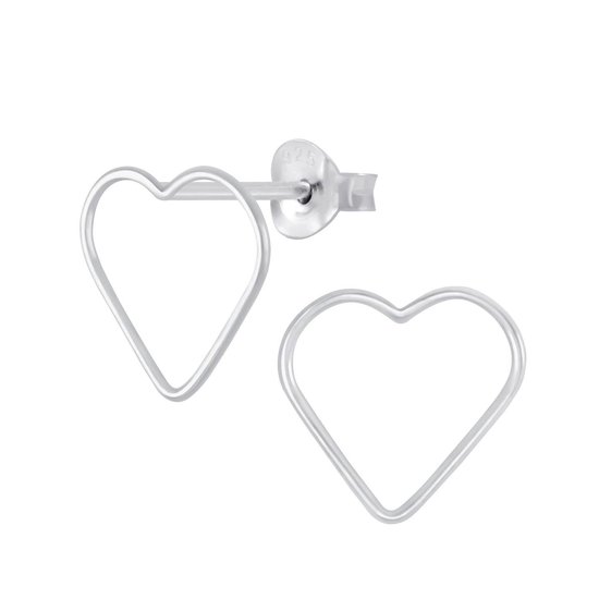 Joy|S - Zilveren hart oorbellen - 11 10