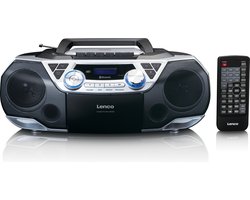 Lenco SCD-720SI - Draagbare DAB+ Radio met Bluetooth, CD-speler en Cassette - Stereo Boombox - Netstroom & Batterijen - Zilver