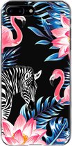 Apple iPhone 7 Plus Telefoonhoesje - Transparant Siliconenhoesje - Flexibel - Met Dierenprint - Zebra & Flamingo
