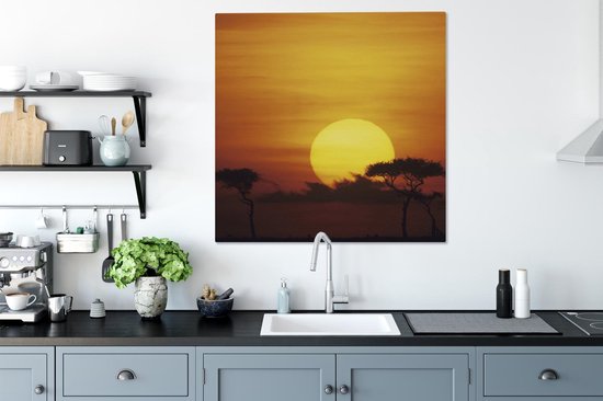 Tableau sur toile Afrique - Soleil - Oranje - 90x90 cm - Décoration murale