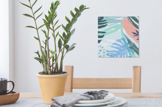 Tableau sur toile Été - Blauw - Vert - 20x20 cm - Décoration murale