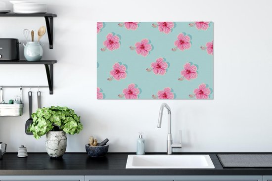 Canvas Schilderij Bloemen - Zomer - Roze - Patroon - 60x40 cm - Wanddecoratie
