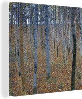 Canvas Schilderij Las brzozowy - Gustav Klimt - 90x90 cm - Wanddecoratie
