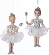 Set van 11cm Wit & zilver ballet prinses ornamenten