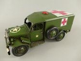 Metalen Miitaire Ambulance als decoratie  - 32 x 14 x 13 cm