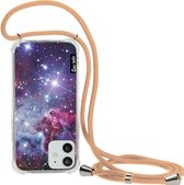 Casetastic Apple iPhone 12 / iPhone 12 Pro Hoesje met koord - Lanyard Case - Nebula Galaxy Print