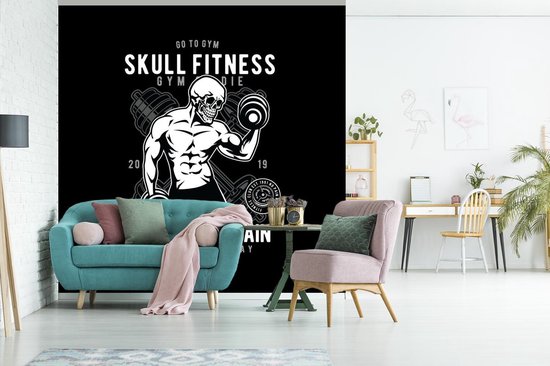 Papier peint - Papiers Papier peint photo Poids - Squelette - Fitness - Rétro - Largeur 300 cm x Hauteur 300 cm