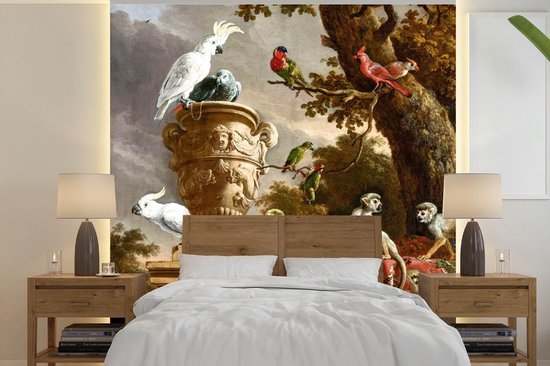 Behang - Fotobehang De menagerie - Melchior d' Hondecoeter - Vogel - Breedte 260 cm x hoogte 260 cm