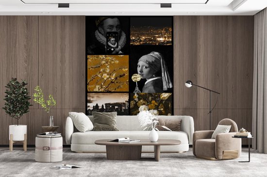 Papier peint - Collage de Papier peint photo - Art - Or - Zwart - Largeur 160 cm x Hauteur 240 cm