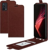 Voor OPPO K9 R64 Textuur Enkele Verticale Flip Lederen Beschermhoes met Kaartsleuven & Fotolijst (Bruin)