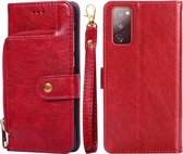 Voor Samsung Galaxy A91 Rits Tas PU + TPU Horizontale Flip Lederen Case met Houder & Kaartsleuf & Portemonnee & Lanyard (Rood)