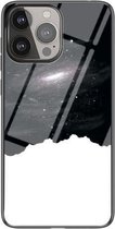 Sterrenhemelpatroon Gehard glas + TPU schokbestendig beschermhoesje voor iPhone 13 Pro Max (Universe Starry Sky)