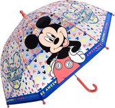 paraplu Mickey Mouse blauw/transparant 45 cm