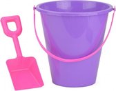 strandemmer met schep 22 cm paars/roze 2-delig