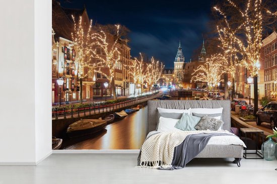 Papier Peint - Papier Papier peint photo Lumière - Nuit - Amsterdam - Largeur 360 cm x hauteur 240 cm