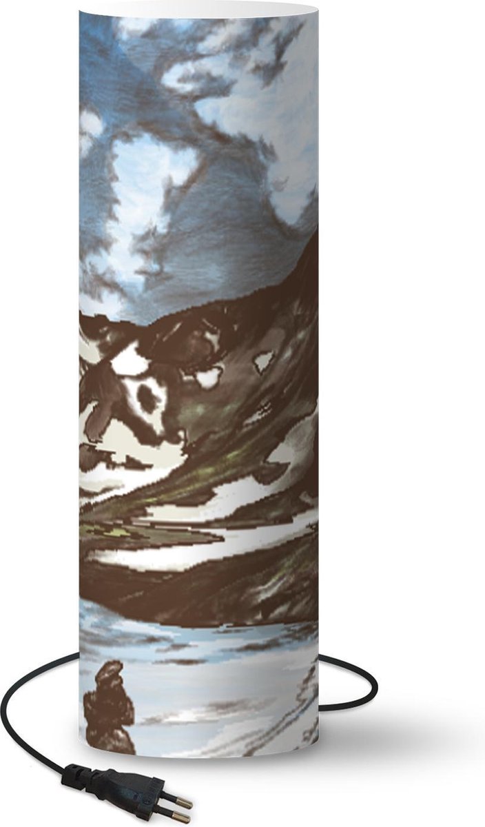 Lamp - Nachtlampje - Tafellamp slaapkamer - Berg - Zee - Lucht - 50 cm hoog - Ø15.9 cm - Inclusief LED lamp