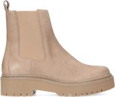 Manfield - Dames - Taupe lage chelsea boots met plateauzool - Maat 38