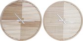 Muurklok DKD Home Decor Strepen Hout MDF (2 pcs) (60 x 4.5 x 60 cm)