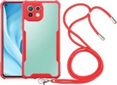 Voor Xiaomi Mi 11 Lite acryl + kleur TPU schokbestendig hoesje met nekkoord (rood)