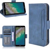 Voor Nokia C01 Plus Huid Voelen Kalf Patroon Horizontale Flip Lederen Case met Houder & Kaartsleuven & Fotolijst (Blauw)