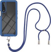 Voor LG Stylo 7 5G Sterrenhemel Effen Kleur Serie Schokbestendige PC + TPU Beschermhoes met Nekband (Blauw)