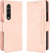 Voor Samsung Galaxy Z Fold3 5G Huid Voelen Kalf Patroon Horizontale Flip Lederen Case met Houder & Kaartsleuven & Fotolijst (Roze)