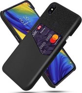 Voor Xiaomi Mi Mix 3 Doek Textuur PC + PU lederen achterkant Schokbestendig hoesje met kaartsleuf (zwart)