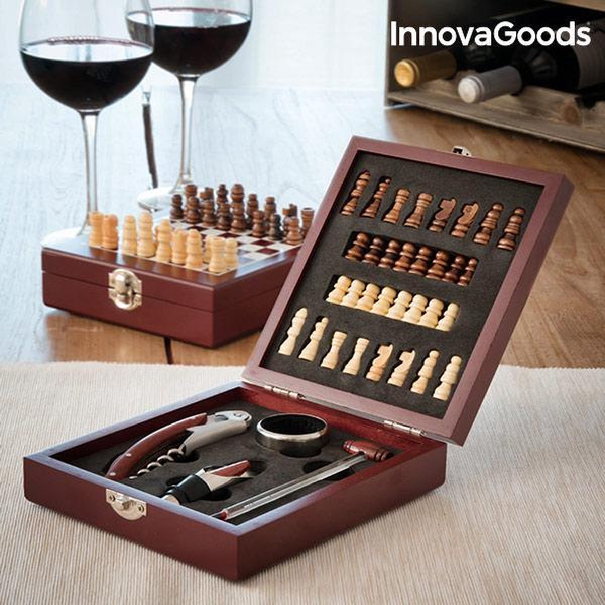 InnovaGoods Wijn- en Schaakset (37 Stuks)
