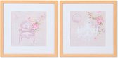 Schilderij DKD Home Decor Shabby Chic Kristal Canvas (2 pcs) (40 x 40 x 2.2 cm)