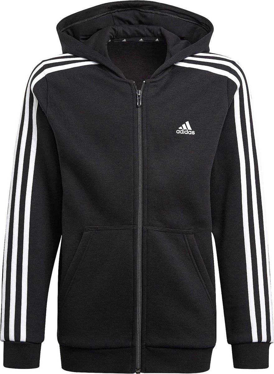 Uil Panorama ophouden Adidas Essentials 3-Stripes Vest Zwart Kinderen - Back To School - Maat 164  | bol.com