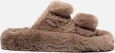 Colors of California Pantoffels Furry two bands taupe - Maat 39