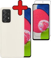 Samsung Galaxy A52s Hoesje Siliconen Case Cover Met Screenprotector - Samsung Galaxy A52s Hoesje Cover Hoes Siliconen Met Screenprotector - Wit