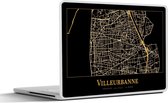 Laptop sticker - 10.1 inch - Kaart - Villeurbanne - Zwart - Goud - 25x18cm - Laptopstickers - Laptop skin - Cover