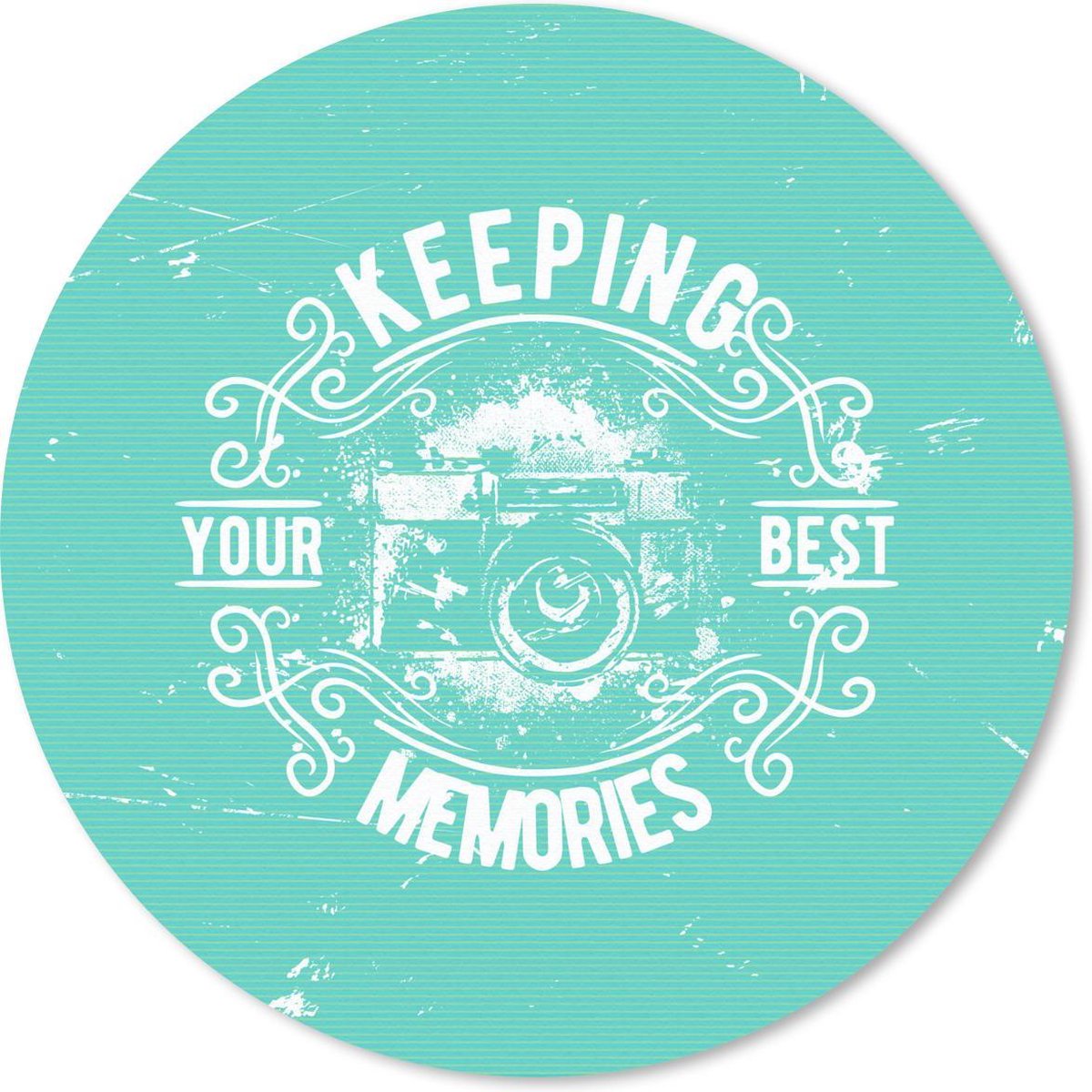 Muismat rond 30x30 cm - Mousepad Vintage - Camera - Tekst - Ronde muismatten