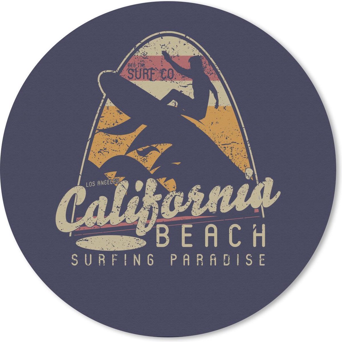 Muismat rond 30x30 cm - Mousepad Vintage - Surf - Surfplank - Ronde muismatten