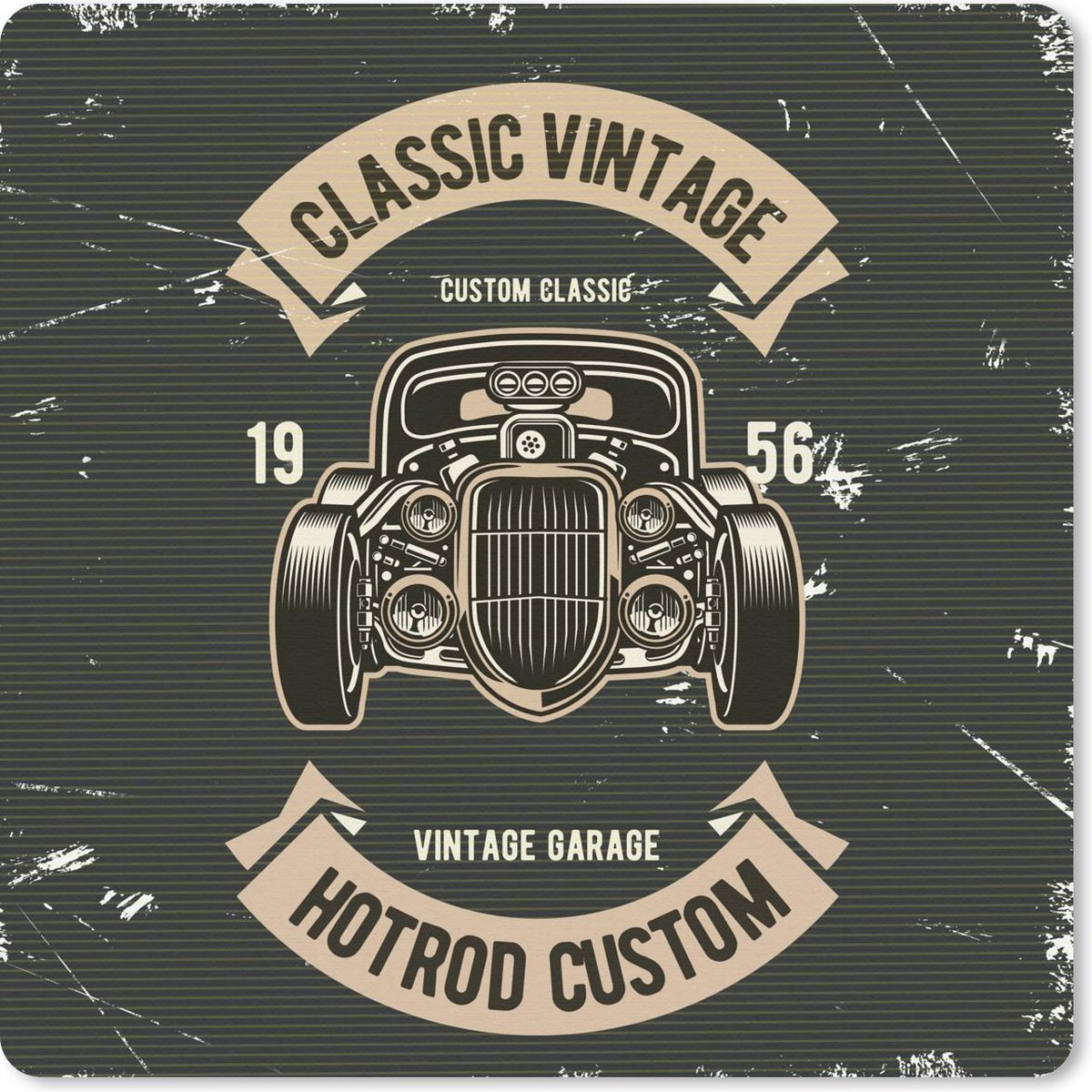 Muismat 20x20 cm - Mousepad Auto - Vintage - Quote - Muismatten
