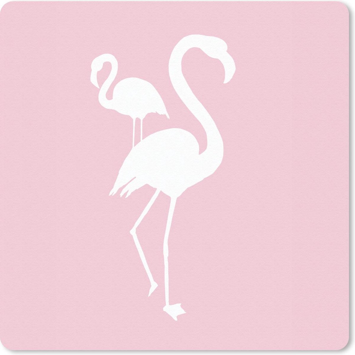 Muismat 30x30 cm - Mousepad Flamingo - Wit - Illustratie - Muismatten