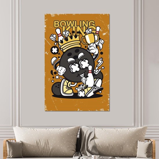 Plaque murale Métal - Décoration murale Métal - Vintage - Bowling - King - 100x150 cm - Dibond