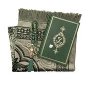 Geschenkset Groen met Glitter Gebedskleed, Kristal tasbih en Nederlands Vertaald Koran