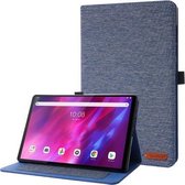 Voor Lenovo Tab K10 Stof Textuur Horizontale Flip TPU Lederen Case met Houder (Blauw)