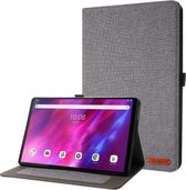 Voor Lenovo Tab K10 Stof Textuur Horizontale Flip TPU Leren Case met Houder (Grijs)