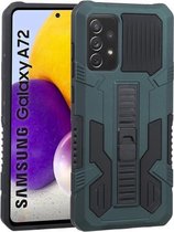 Voor Samsung Galaxy A72 5G / 4G Vanguard Warrior All Inclusive dubbele kleur schokbestendig TPU + pc-beschermhoes met houder (grafietgroen)
