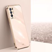 Voor OPPO Reno5 Pro + XINLI Straight 6D Plating Gold Edge TPU Shockproof Case (roze)